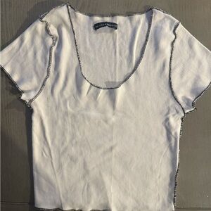Brandy Melville White and Black Trim Tee